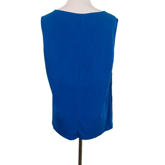 🟣🟣🟣 BANANA REPUBLIC Women's Size Small Blue Geometric High Neck Blouse - Picture 3 of 6